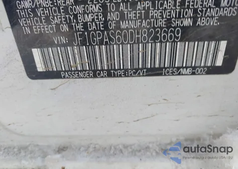 2013 Subaru Impreza 2.0I Sport Limited from USA, damaged, VIN JF1GPAS60DH823669